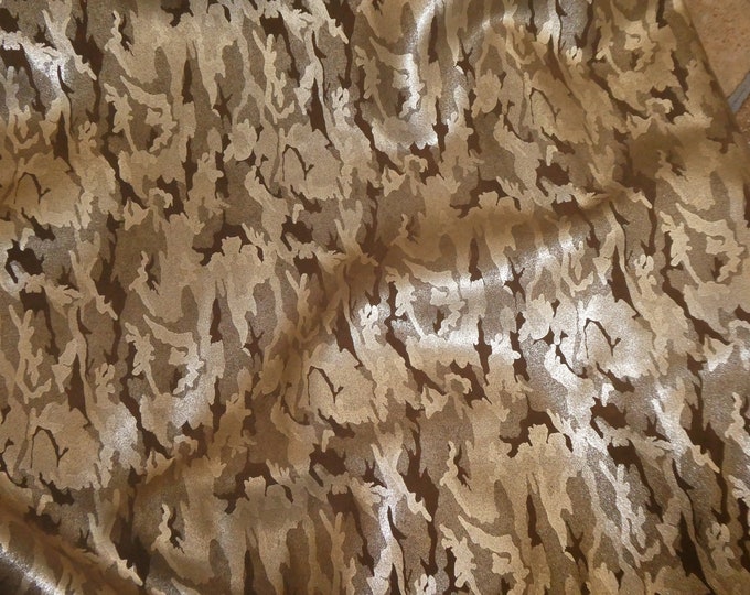 Metallic Leather 5"x11" Camo Soft GOLD on CHOCOLATE Brown Suede Cowhide 3-3.5 oz / 1.2-1.4 mm PeggySueAlso® E2030-13