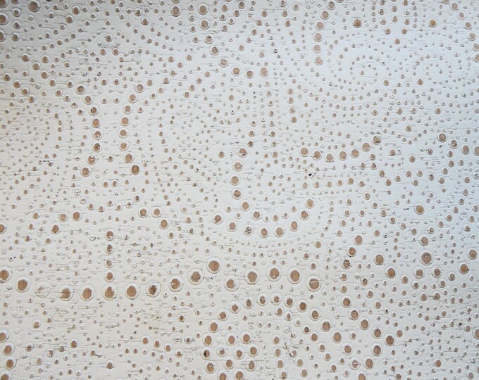 New Lot Cork 8"x10" WHITE WASH MOONS with brown dots & tiny black spots applied to Leather (brown spots not raised) 5.5oz/2-2.2 mm E5610-357