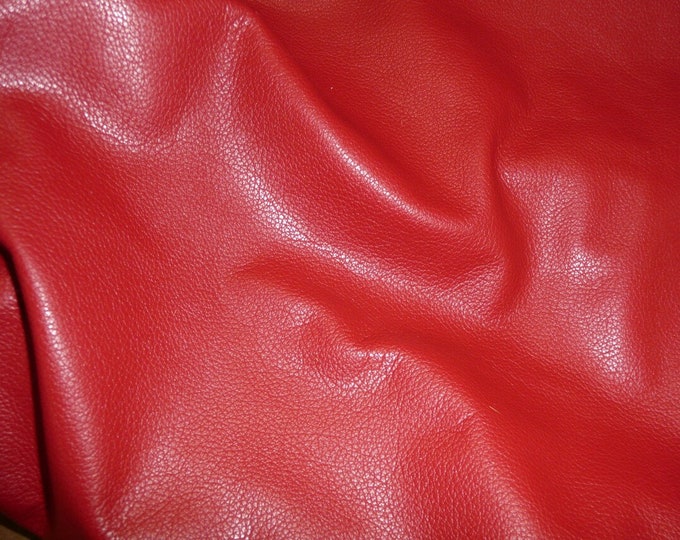 Leather 12"x12" Divine Bright RED top grain Cowhide 2.5 oz / 1mm PeggySueAlso™ E2885-22  Hides Available
