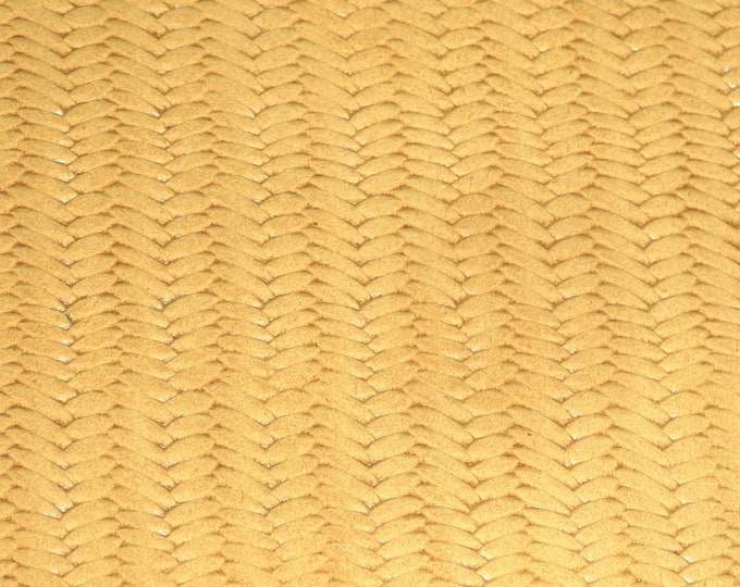 Braided Fishtail 12"x12" DANDELION YELLOW GOLD Soft usa Cowhide Leather  2.5-3 oz / 1-1.2 mm PeggySueAlso E3160-77