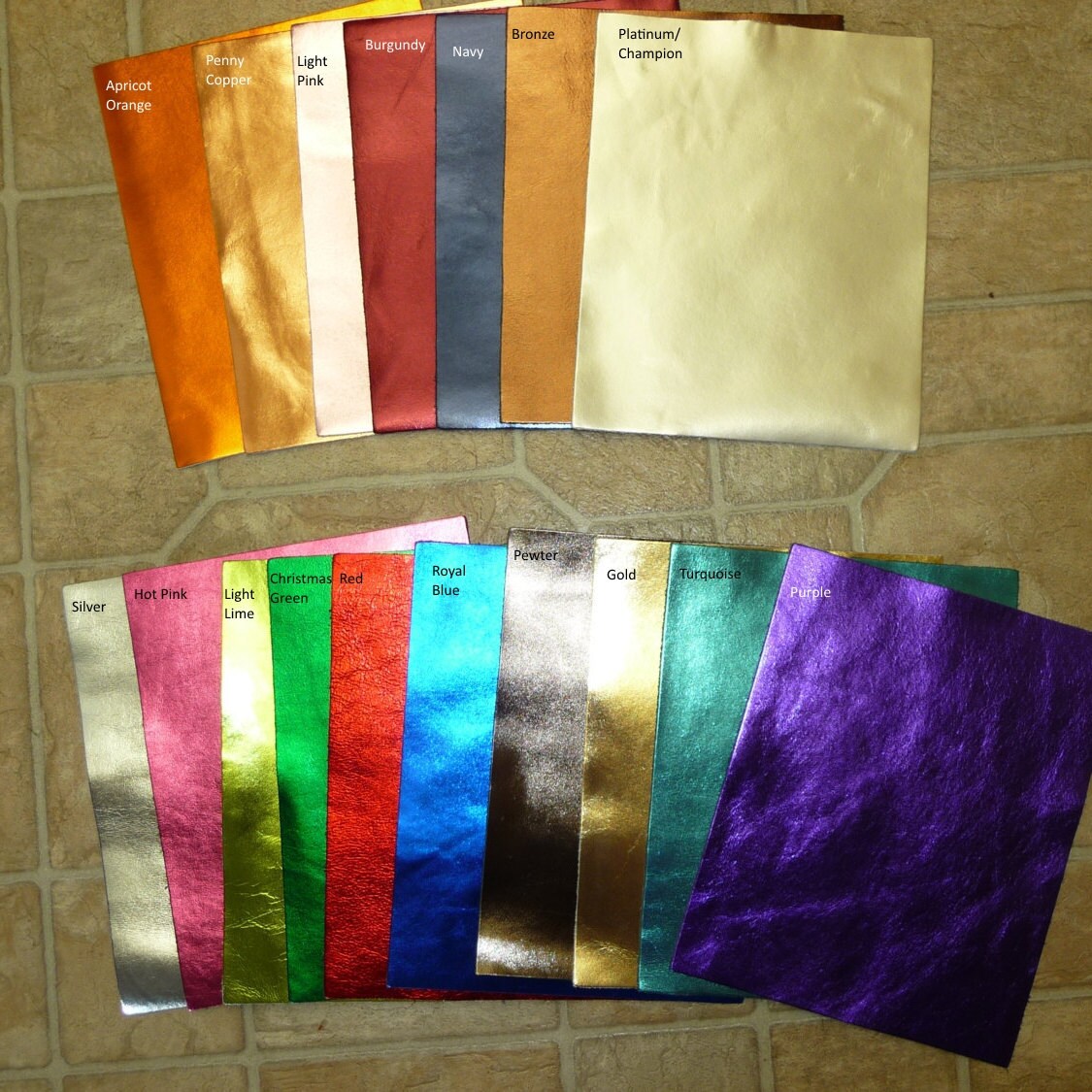Leather 6 pieces 4x6 Samples CHOOSE your COLORS Bright Metallic Foil