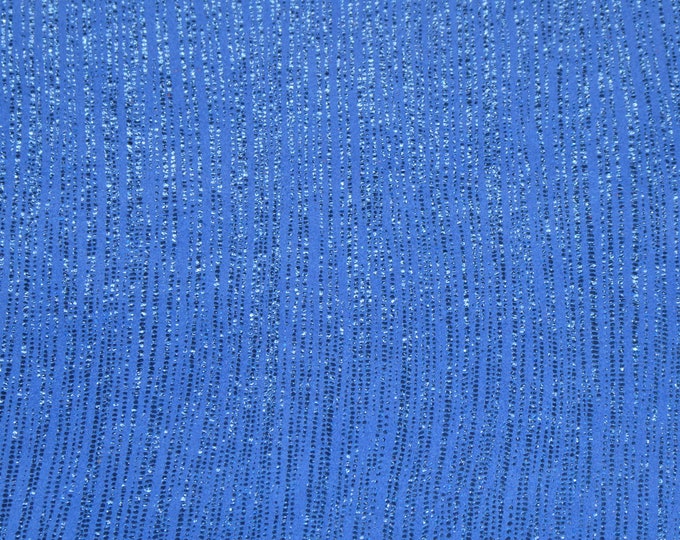 Rainy Day 3-4-5 or 6 sq ft ROYAL BLUE Metallic Stripes on Royal blue Cowhide Leather 3-3.5 oz/1.2-1.4 mm PeggySueAlso® E1030-32