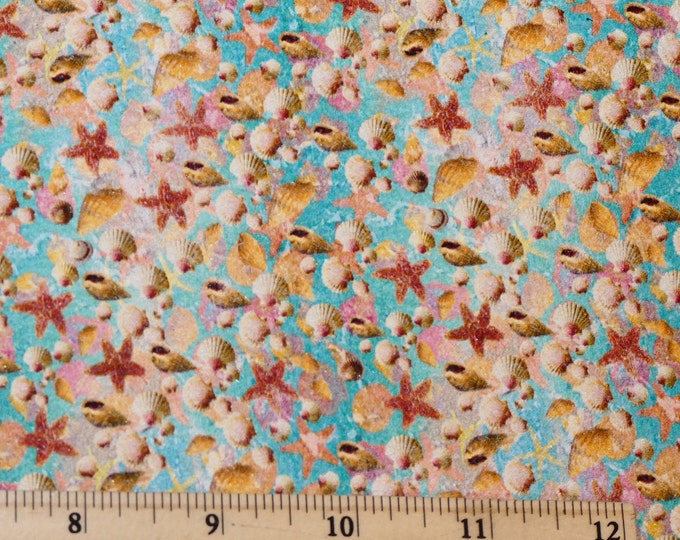 Leather 8"x10" Ocean / Sea Life Pebbled Cowhide 3-3.25 oz/ 1.2-1.3 mm PeggySueAlso E2485-01 Fish starfish