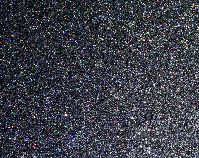 Fine GLiTTER 8"x10" GALAXY NIGHT SKY on Black applied to Black Leather THiCK 5 oz/ 2 mm PeggySueAlso® E4355-60