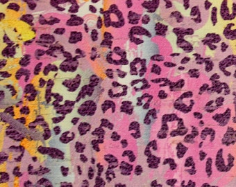 Cork 8"x10" COLORFUL pink/purple/orange/yellow/gold LEOPARD on CORK applied to real leather Thick 5.5 oz / 2-2.2 mm E5610-172