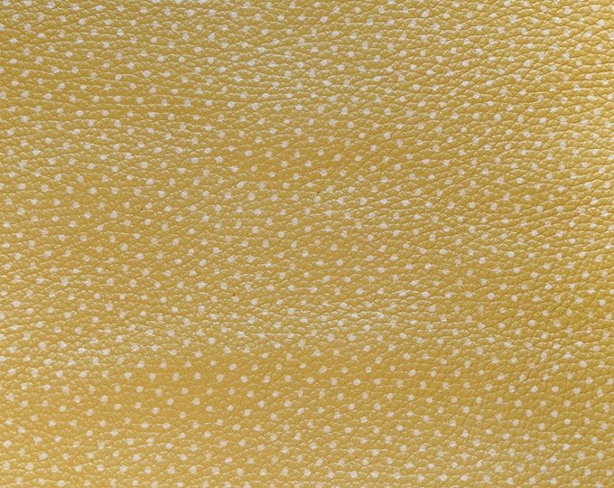 Leather 8"x10" TINY BEIGE dots on DANDELION Yellow Gold cowhide 3.5-4 oz /1.4-1.6 mm PeggySueAlso™ E7410-02