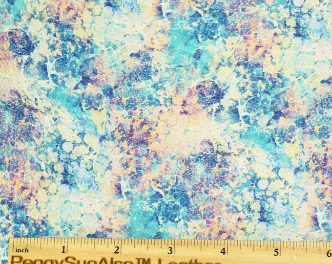 Leather 8"x10" VINTAGE MARBLE Blue Turquoise pink Navy cowhide 3-3.25oz /1.2-1.3 mm PeggySueAlso® E4260-02