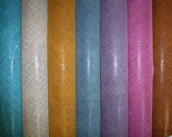 Leather 8"x10" TWO TONE Saffiano look Glitter Linen Weave Very Soft not thin Cowhide 3-3.5 oz/1.2-1.4 mm PeggySueAlso E8201