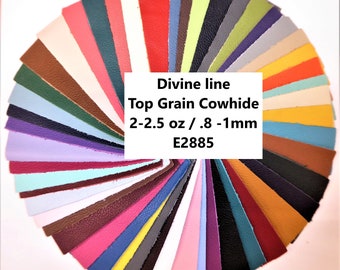 DIVINE 10-15 sq ft Part hide Choose Your COLOR from our Top Grain Cowhide Leather 2-2.5oz / 0.8-1 mm PeggySueAlso™ (SHlP Rolled)