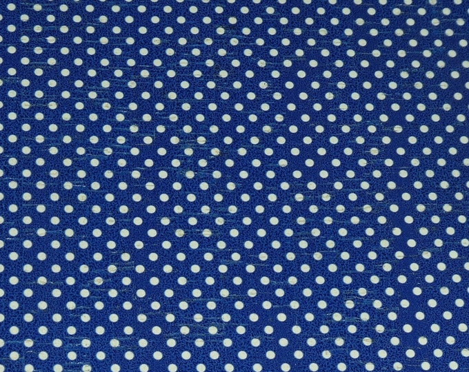 Cork 5"X11" TINY White Polka Dots (5 dots per inch) on Navy CoRK applied to leather Thick 5.5oz/2.2mm PeggySueAlso® E5610-467