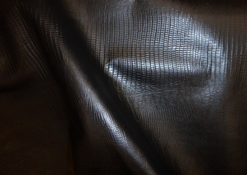 Leather 12x 12 Lizard BLACK embossed Cowhide 1.75-2 oz .8-1 mm PeggySueAlso\u2122 E2855
