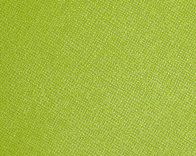 SALE! Leather 3+ sq ft Saffiano NEON Lime GREEN Weave Embossed Firm Italian Cowhide (read description) 2.5-3oz/1-1.2mm PeggySueAlso E8201-54