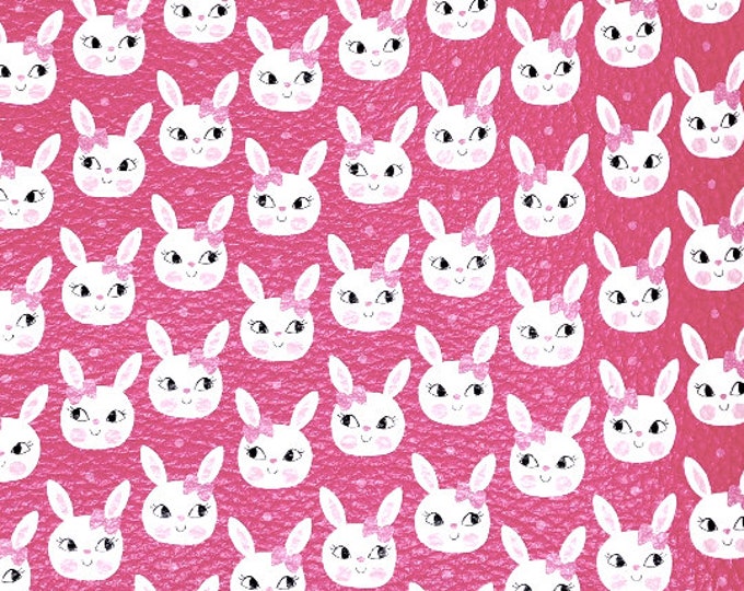 Leather 3-4-5 or 6 sq ft Cute Bunnies on Hot Pink Cowhide 3-3.5 oz/1.2-1.3 mm PeggySueAlso® E1380-06 Hides Available