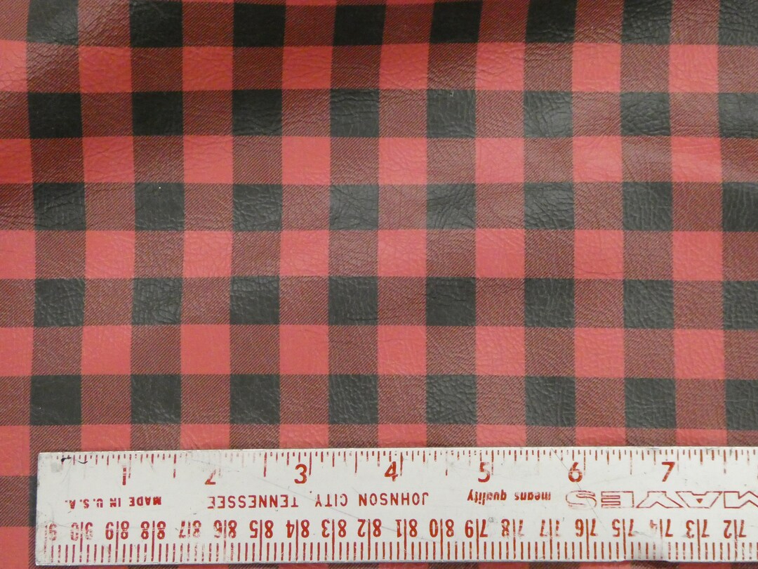 Leather 12x12 Original Size Buffalo Plaid RED and BLACK Cowhide 3.25-3. ...