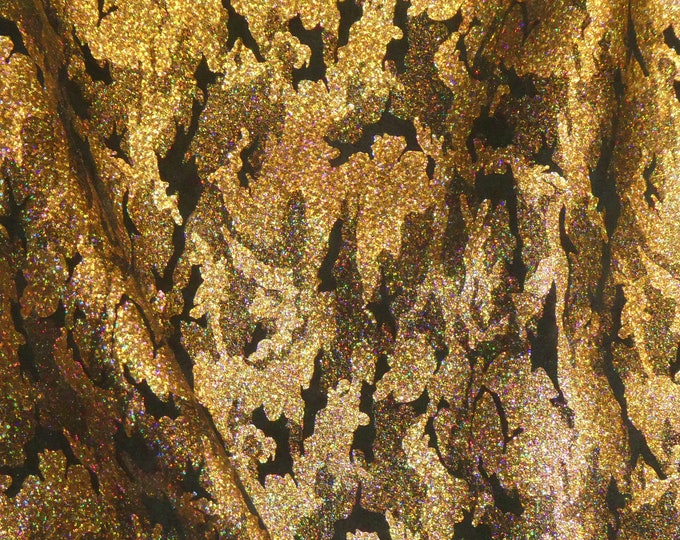 Leather 2 pieces 4"x6" GOLD HALO Camo Metallic on Black Suede Cowhide 2.75-3 oz / 1.1-1.2 mm PeggySueAlso® E2030-23 Hides too