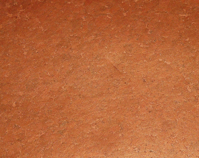 Cork 3-4-5-6 sqft Marbled RUSTY Orange slightly pearlized applied to CoRK on Cowhide Leather 6-6.5oz/2.4-2.6mm PeggySueAlso E5610-586 Rust