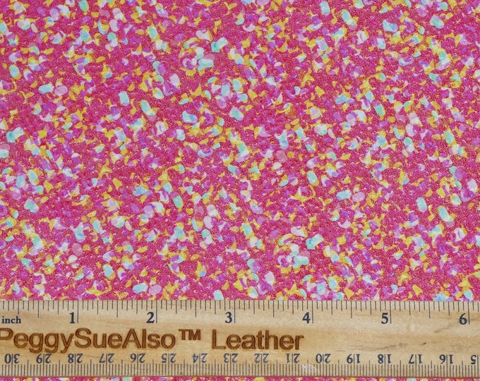 Leather 12"x12" HOT PINK CONFETTI cowhide fairly thick 4 oz /1.6 mm PeggySueAlso E1380-39