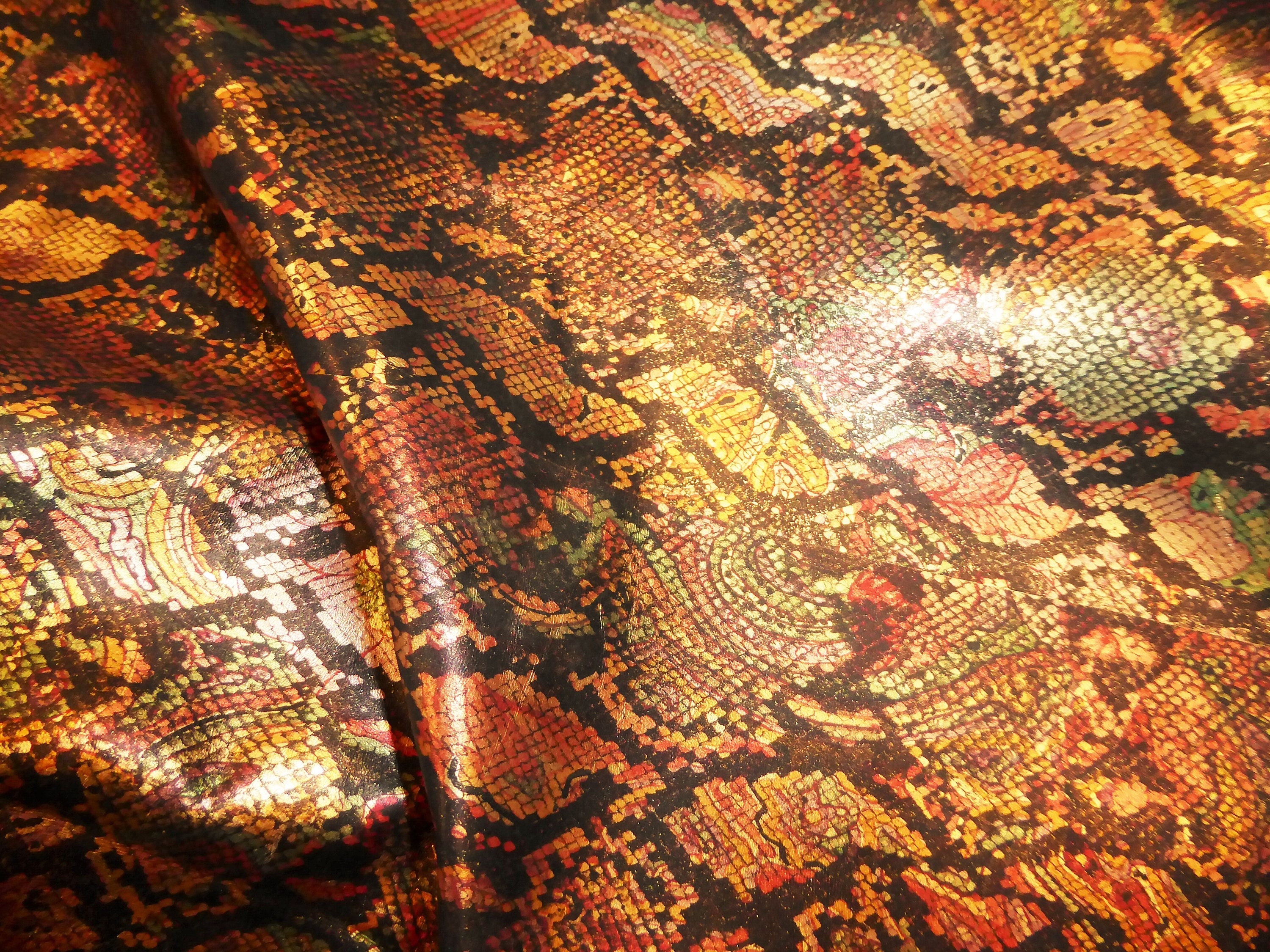 Metallic Leather 8x10 Gold Metallic and Multicolored SNAKE Print