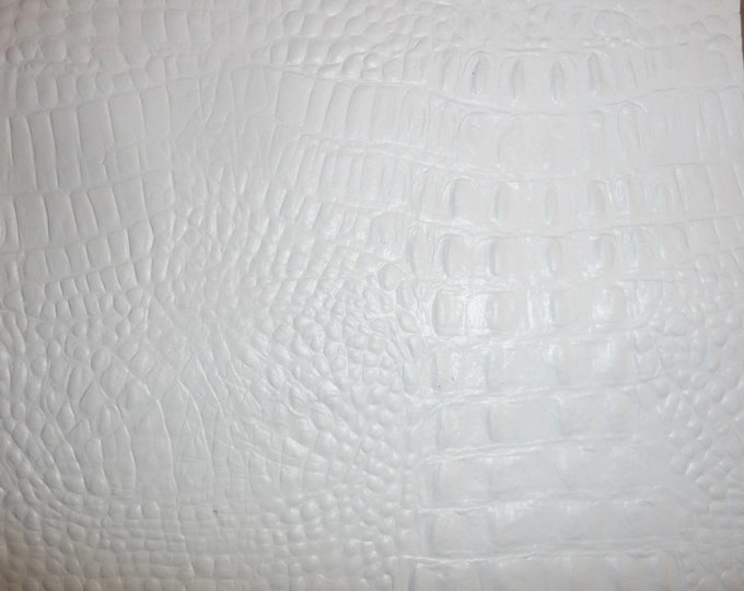 Alligator 3-4 or 5 sq ft WHITE embossed Crocodile Cowhide Leather 3.75-4 oz/1.5-1.6 mm PeggySueAlso® E2860-04 hides available
