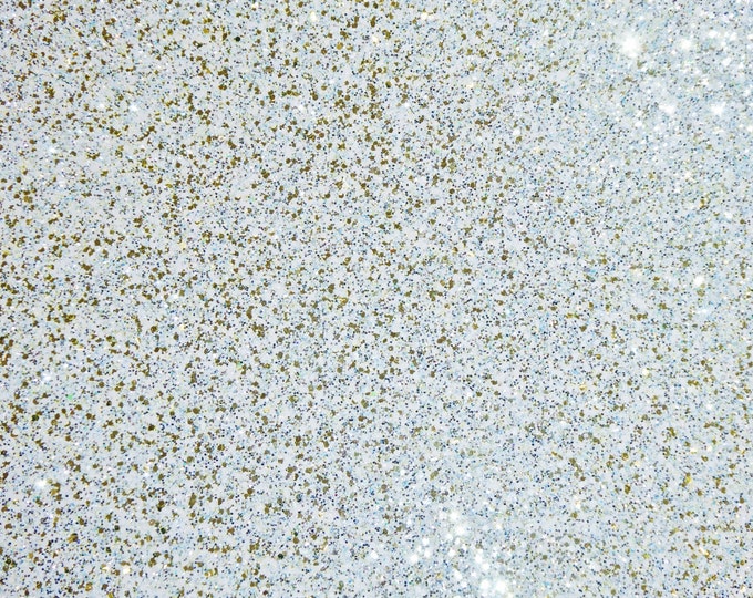 CHUNKY Glitter 2 pieces 4"x6" COSMIC on White Leather for firmness Thick 6-6.5oz/2.4-2.6 mm PeggySueAlso™ E4355-27