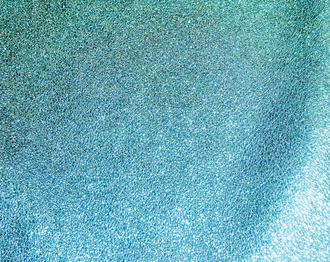 8"x10" TURQUOISE Pebbled Metallic - shows the grain - Cowhide Leather 2.75-3.25 oz / 1.1-1.3 mm PeggySueAlso E4100-14B