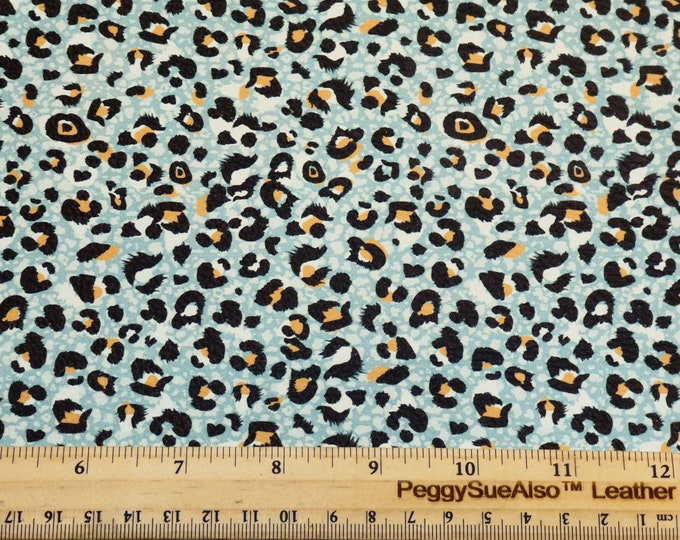 Leather 12"x12" Aqua LEOPARD Cowhide 3.5-4 oz/1.4-1.6mm PeggySueAlso E2550-89 Hides Available