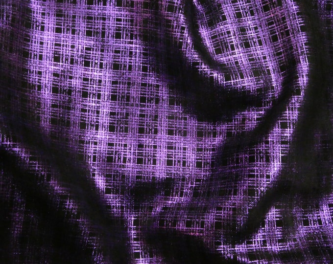 PLAID 3-4-5 or 6 sq ft PURPLE Metallic on Black Suede Cowhide Leather 3.5 oz / 1.4 mm PeggySueAlso® E6529-05 hides available