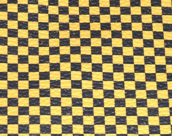 Leather 5"x11" Mini (1/4" squares) Checkerboard Navy and Yellow (1/4" squares) Cowhide 3-3.25oz/ 1.2-1.3mm PeggySueAlso® E7300-06