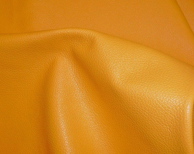 Divine 20"x20" LIGHT MUSTARD YELLOW Top Grain Cowhide Leather 2-2.5 oz /1-1.2mm PeggySueAlso® E2885-10 Full hides available