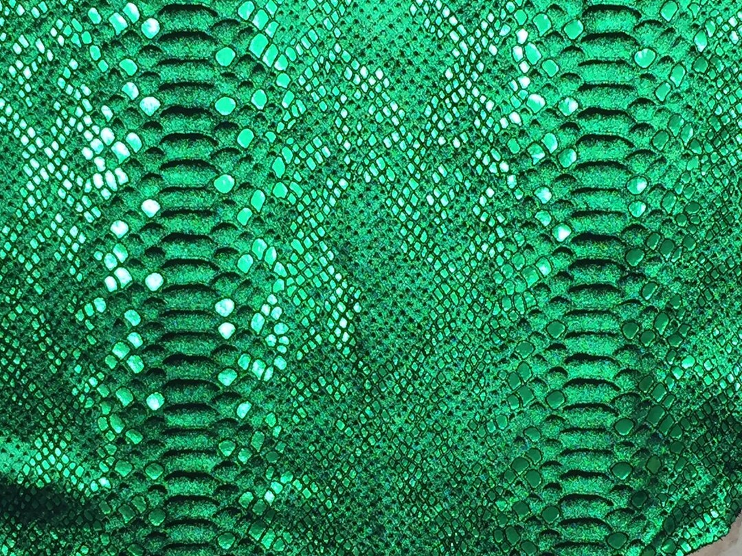 Mystic Python 8"x10" EMERALD GREEN Metallic on BLACK Suede Cowhide 3 Oz ...