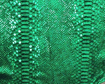 Mystic Python 8"x10" EMERALD GREEN Metallic on BLACK Suede Cowhide 3 oz / 1.2 mm PeggySueAlso® E2868-46 hides