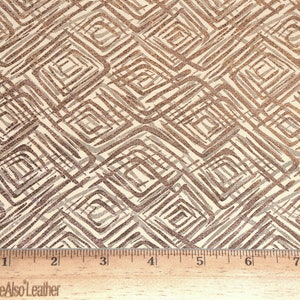 Retro Squares 12&quot;x12&quot; ROSE Gold METALLIC on Beige SUEDE Cowhide Leather  3 oz/1.2 mm PeggySueAlso® E4800-02
