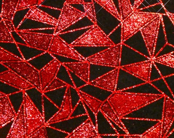 Closeout SHATTERED Mosaic GLASS 8x10RED  Metallic on Black SuEDE cowhide 3-3.5 oz/1.2-1.4 mm #123jlPeggySueAlso® E2866-08