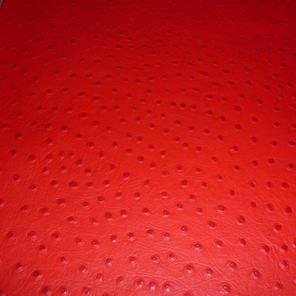 Leather 12"x12" Ostrich True BRIGHT RED  embossed Cowhide 2.5 oz / 1mm PeggySueAlso™ E2870-07 Limited