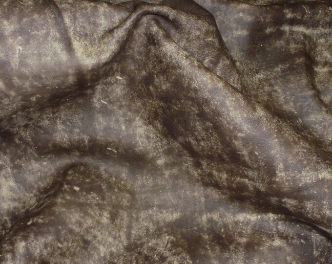 Artisan 12"x12" Tie Dye COOKIES with CREAM Brown distressed Cowhide Leather 3-3.5 oz/1.2-1.4 mm PeggySueAlso E2920-03 hides available