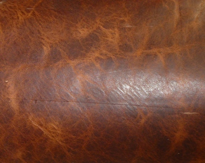 Pull Up Leather 8"x10" Matte AGED BRANDY More Distressed Cowhide 3.5oz / 1.4  mm PeggySueAlso® E2930-03 hides available