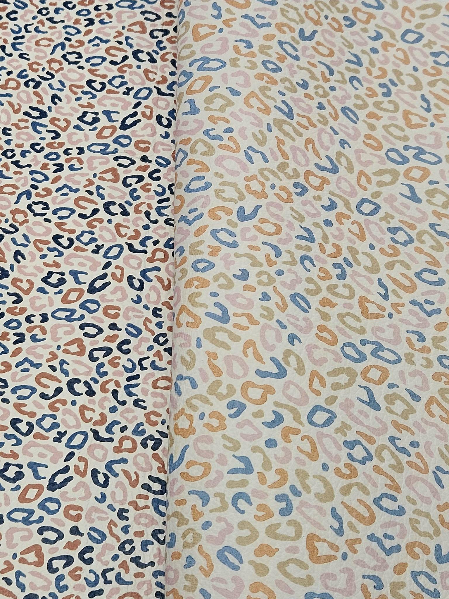 ヒョウ柄 5インチ×11インチ 抽象画 カラフル レインボーブルー ピンク
