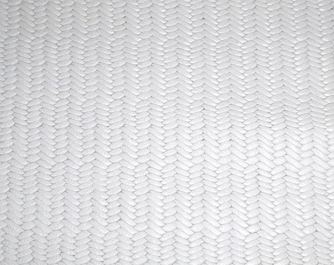 Braided Fishtail 8"x10" WHITE Grain USA Cowhide Leather 3-3.5 oz / 1.2-1.4 mm PeggySueAlso® E3160-15 Hides available