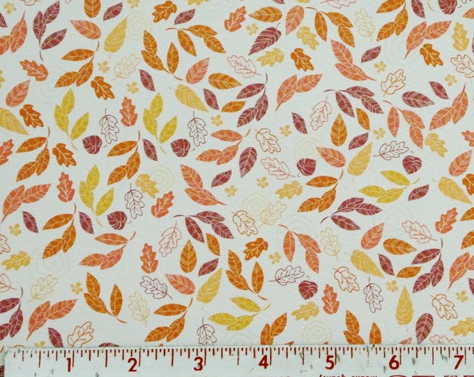 Leather 3-4-5 or 6 sq ft AUTUMN LEAVES on White Cowhide 2.75-3 oz/1.1-1.2 mm PeggySueAlso® E4600-01