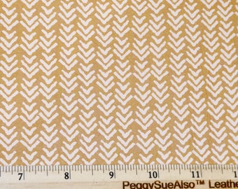 Leather 12"x12" ROUGH CHEVRON with white on MUSTARD 3-3.5oz /1.2-1.4 mm PeggySueAlso E2505-04