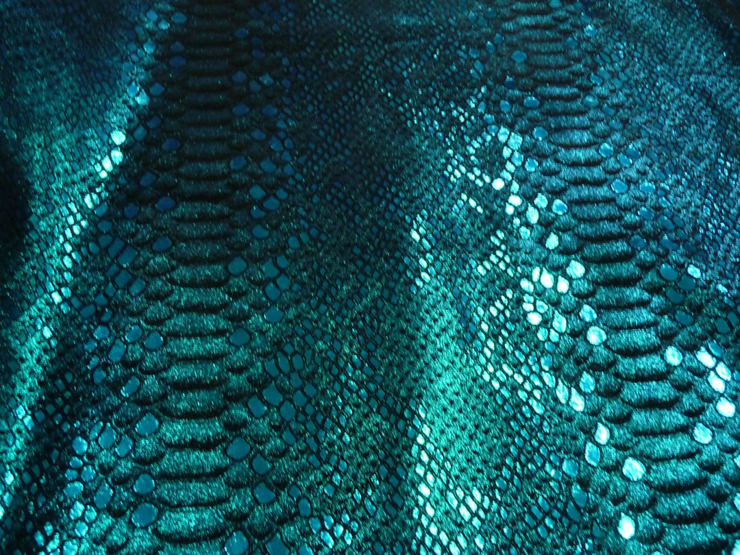 Mystic Python 8"x10" TURQUOISE Metallic on BLACK Suede Cowhide Leather ...