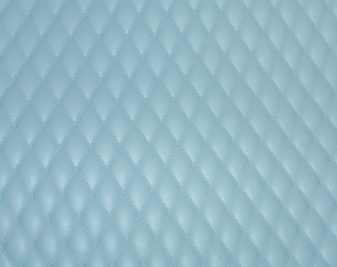 Distressed Leather 8"x10" Quilted POWDER BLUE on blue 1/2" Pattern Cowhide 2.5-3 oz / 1-1.2 mm #311 PeggySueAlso E2911-11