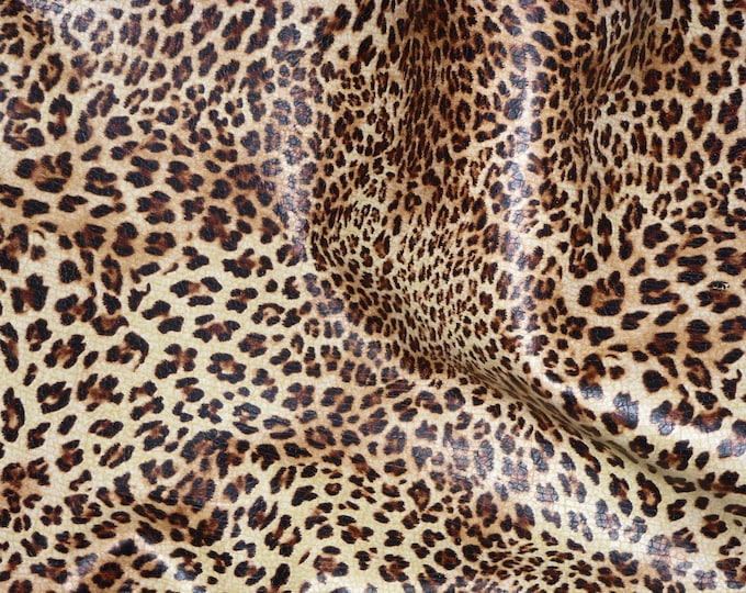 Leather 7-8-9 or 10 sq ft Banana Leopard Print on BANANA YELLOW grain Cowhide 2.5-3 oz / 1-1.2 mm PeggySueAlso E2550-01 E2550-08