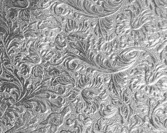 closeout Western SADDLE 2 piece 5"x11"  SILVER Metallic embossed SOFT Cowhide fairly thin Leather  2 oz/0.8 mm PeggySueAlso® E2816-08