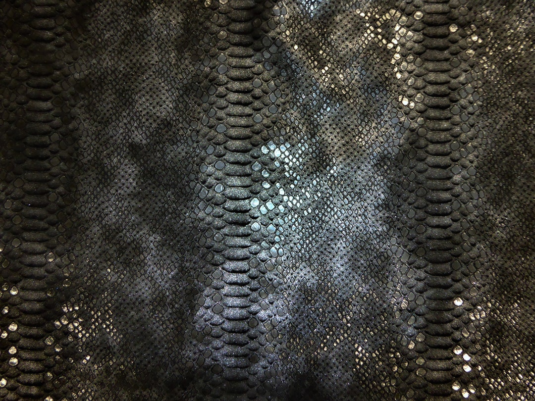Mystic Python 3-4-5 or 6 Sq Ft Multi SILVER Metallic on BLACK Calfskin ...