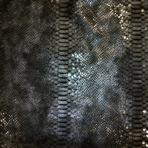 Mystic Python 8&quot;x10&quot; Multi SILVER Metallic on BLACK suede Calfskin Leather PeggySueAlso E2868-48 hides available