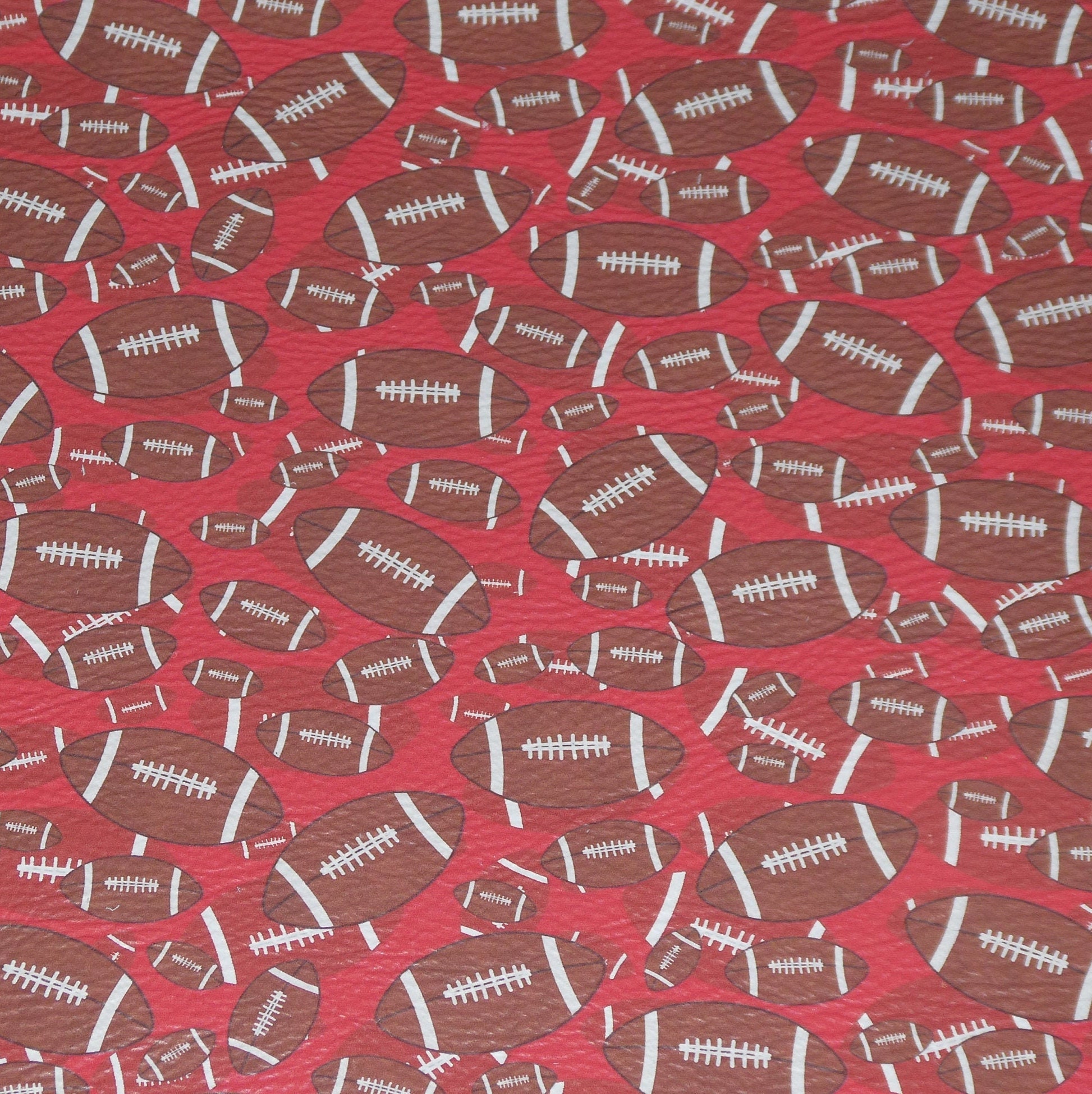 Leather 345 or 6 sq ft FOOTBALLS on RED cowhide (largest footballs
