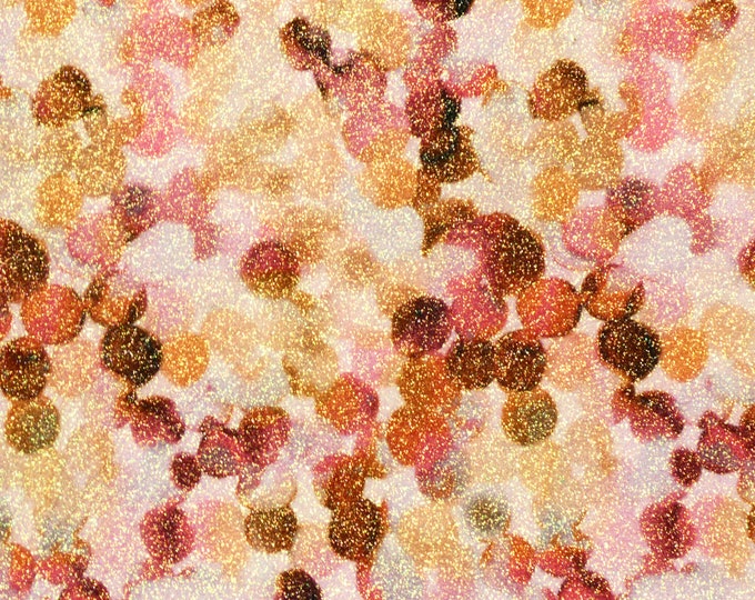 Fine Glitter 12"x12" Autumn Colored TINY BALLOONS Glitter Fabric applied to Leather Thick 5.5-6oz /2.2-2.4 mm PeggySueAlso® E4360-12