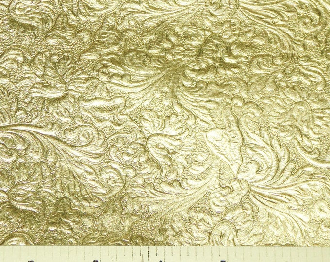Metallic Leather 12"x12" Western SADDLE embossed GOLD  SOFT Cowhide thin 2 oz/0.8 mm PeggySueAlso E2816-12 hides available
