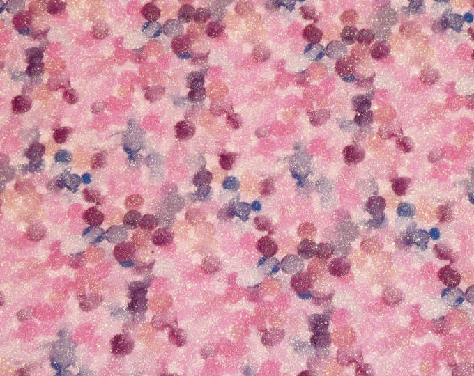 Fine Glitter 12"x12" Pink, Purple, blue TINY BALLOONS Glitter Fabric applied to Leather 5.5.25oz /2.0-2.1mm PeggySueAlso E4360-11